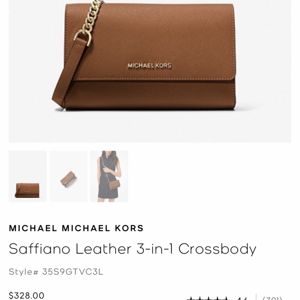 MK brown leather crossbody - Picture 3 of 6